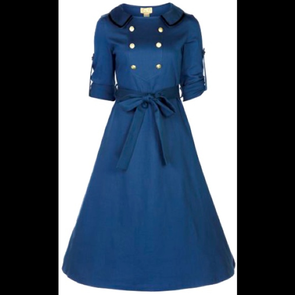 Lindy Bop Navy Blue Vintage Dress - Picture 2 of 3